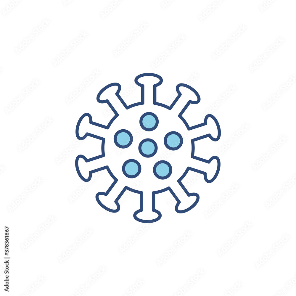 Virus line blue icon. Microbe or bacterium outline symbol in glyph style, corona virus vector illustration isolated on white. Virus line blue icon. Microbe or bacterium outline symbol in glyph style, corona virus vector illustration isolated on white.