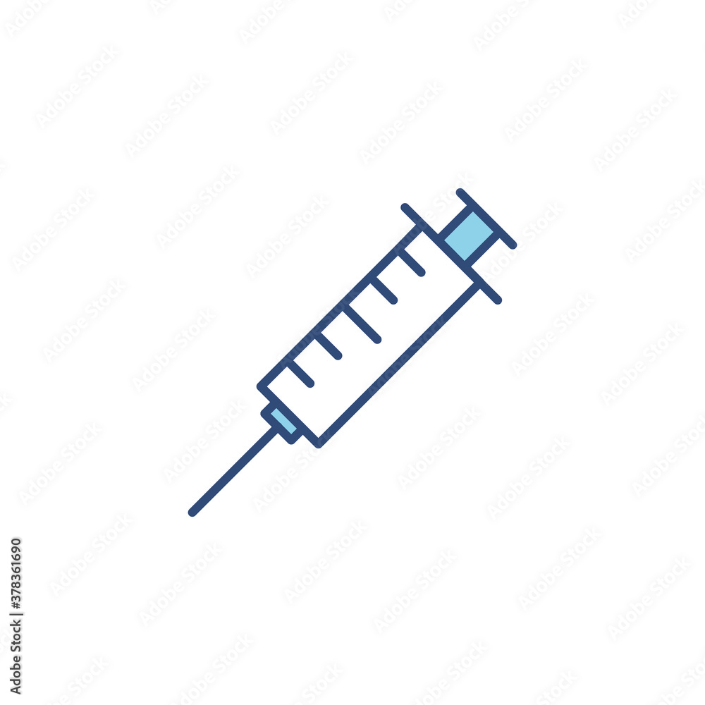 Syringe line blue icon. Vaccination illustration isolated on the white background Syringe line blue icon. Vaccination illustration isolated on the white background