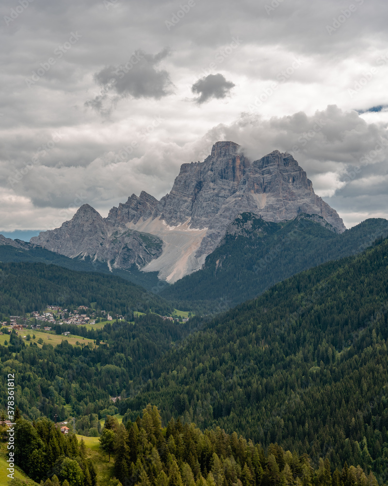 View of mout Pelmo from Colle Santa Lucia in Dolomites, Italy