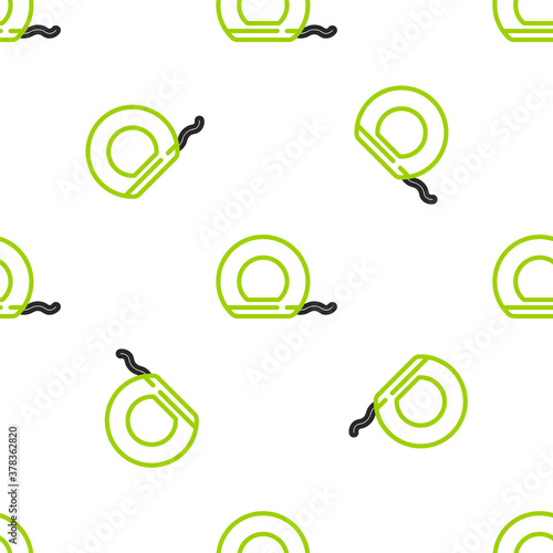 Line Dental floss icon isolated seamless pattern on white background. Vector.