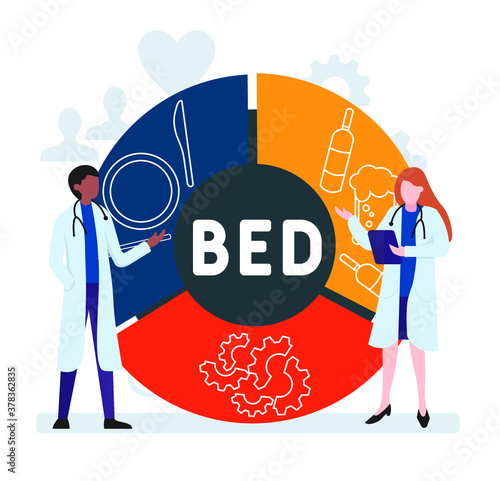 Flat design with people. BED - Binge Eating Disorder  acronym, medical concept.