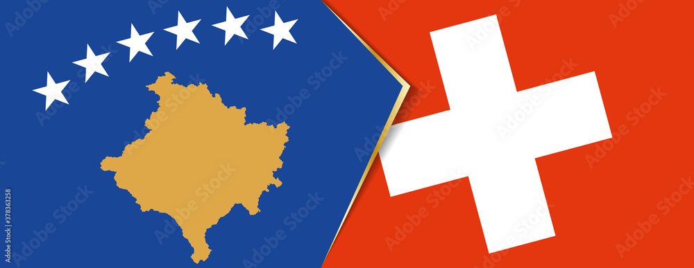 Kosovo and Switzerland flags, two vector flags.