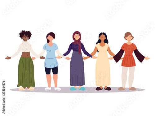 group of women together, diversity or multicultural
