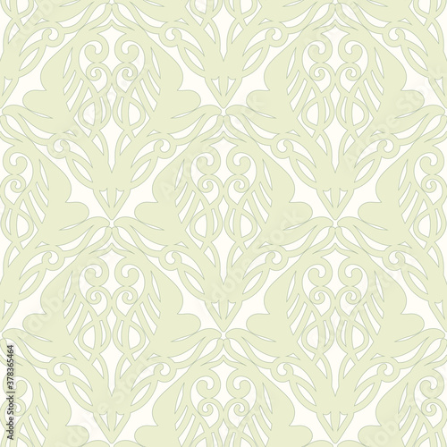 Damask flower pattern in vector light background. Imperial ornament, Rococo Wallpaper