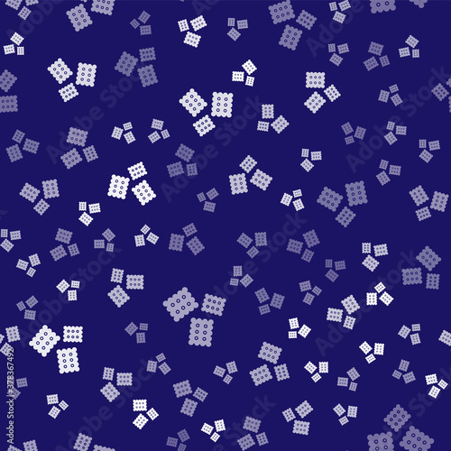 White Cracker biscuit icon isolated seamless pattern on blue background. Sweet cookie. Vector Illustration.
