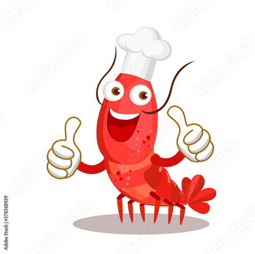 Funny red shrimp vector	