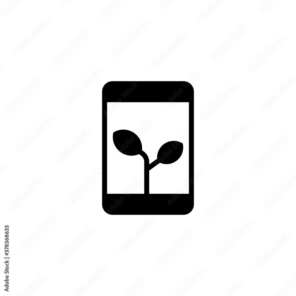 Eco smartphone Icon in black flat glyph, filled style isolated on white background Eco smartphone Icon in black flat glyph, filled style isolated on white background