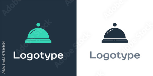 Logotype Hotel service bell icon isolated on white background. Reception bell. Logo design template element. Vector Illustration.