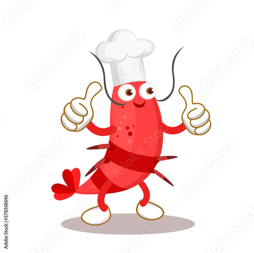 Funny red shrimp vector	