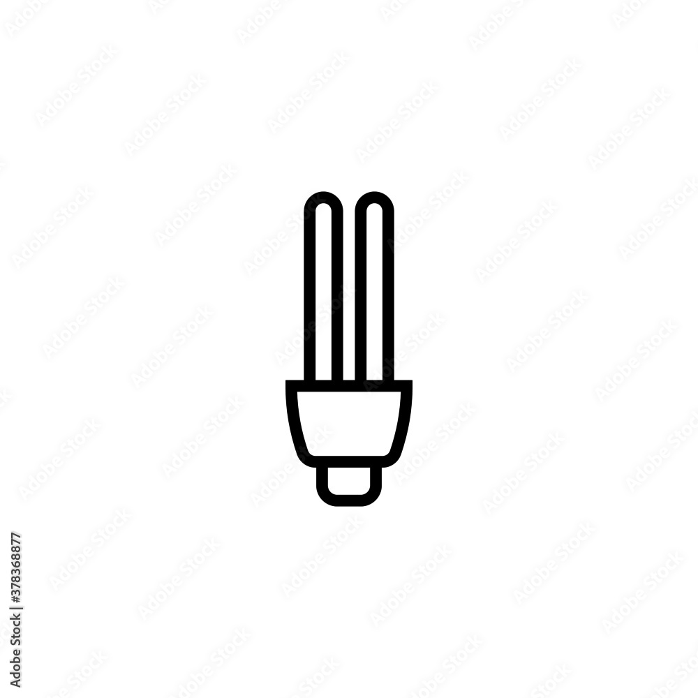 Save energy lamp Icon in black line style icon, style isolated on white background Save energy lamp Icon in black line style icon, style isolated on white background