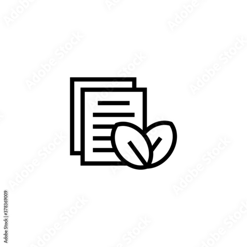 eco paper Icon  in black line style icon, style isolated on white background