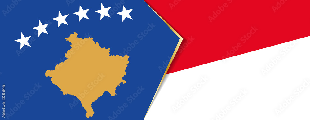Kosovo and Indonesia flags, two vector flags. Kosovo and Indonesia flags, two vector flags.