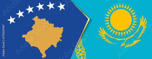 Kosovo and Kazakhstan flags, two vector flags.