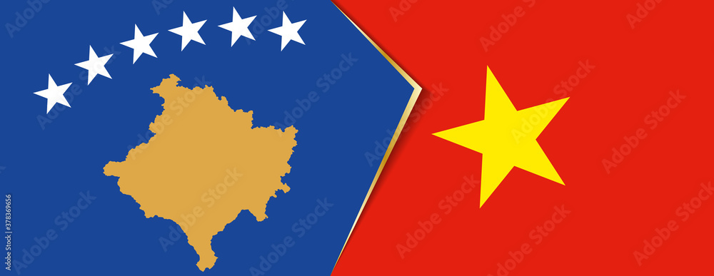 Kosovo and Vietnam flags, two vector flags. Kosovo and Vietnam flags, two vector flags.