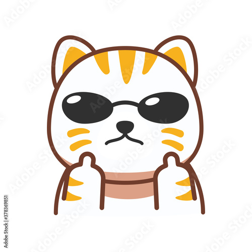 A cat with middle finger. Isolated Vector Illustration
