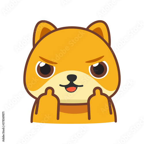 A dog with middle finger. Isolated Vector Illustration