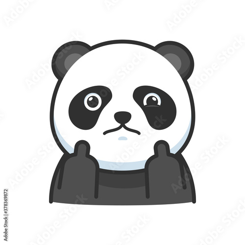 A panda with middle finger. Isolated Vector Illustration