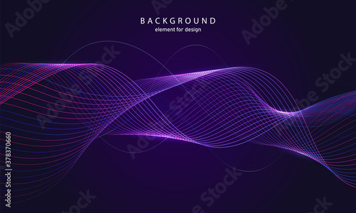 Abstract wave background. Element for design. Digital frequency track equalizer. Stylized line art. Colorful shiny wave with lines created using blend tool. Curved wavy line smooth stripe Vector