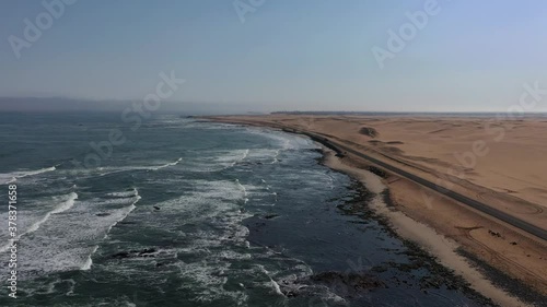 Drone shot of Sandwich Harbour, i.e Skeleton coast in Namibia