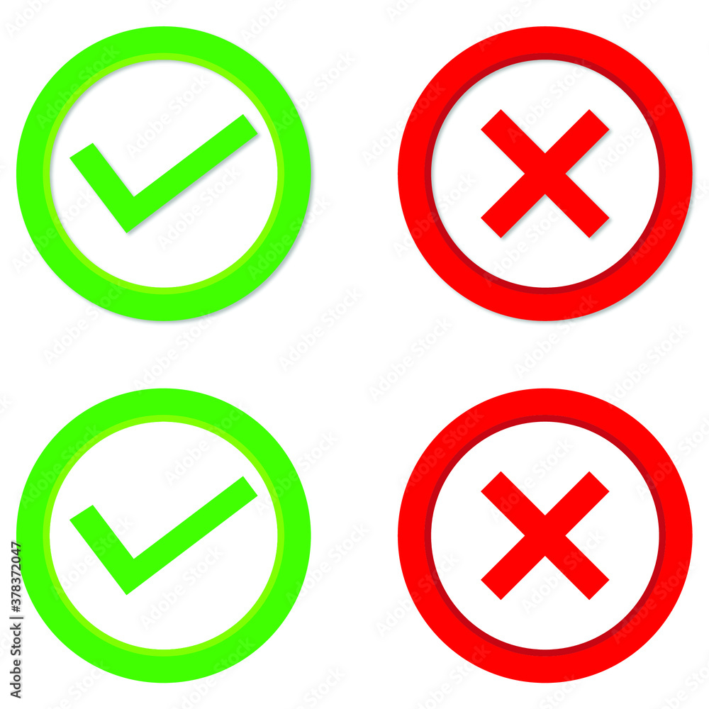 Yes sign and no icon set vector Yes sign and no icon set vector