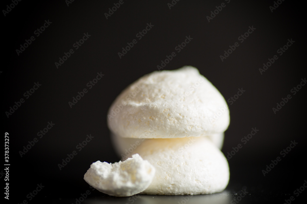sweet tasty white meringues with a burlap tablecloth sweet tasty white meringues with a burlap tablecloth