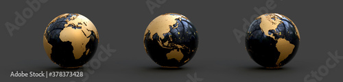 earth globe on dark background 3D rendering