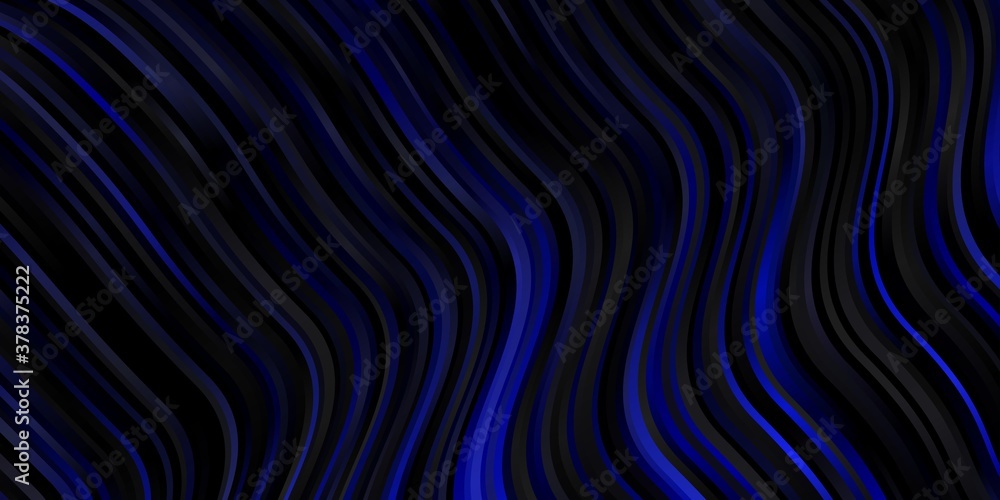 Dark BLUE vector pattern with curved lines. Colorful abstract illustration with gradient curves. Best design for your ad, poster, banner.