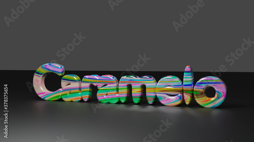 caramelo texto en tres d colores