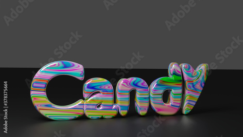 candy text in three d colors