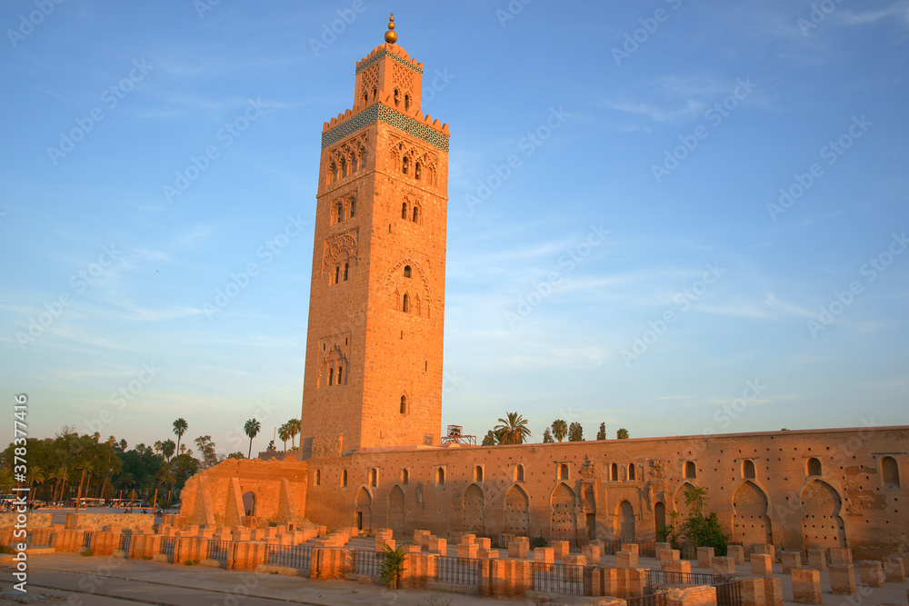Mezquita de la  Kutubiyya (s.XII).Marrakech.Ciudad Imperial.Marruecos.Africa.