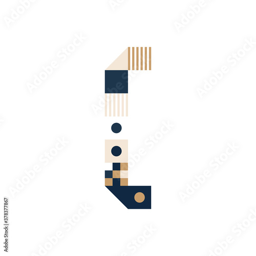 Vector Pixel Art open round brackets. Colorful symbol Consist of Modules from Strips, squares and dots on white background. Geometric Alphabet for Posters like electronic scoreboard.
