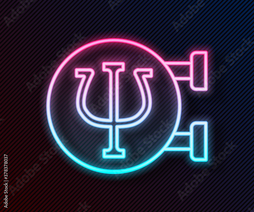 Glowing neon line Psychology icon isolated on black background. Psi symbol. Mental health concept, psychoanalysis analysis and psychotherapy. Vector.