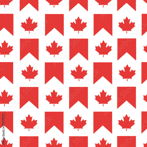 This is a seamless pattern of the flag Canada on a white background. Could be used for flyers, postcards, banners, gift paper, holiday, etc. © Halyna