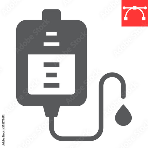 Blood transfusion glyph icon, aids and hiv, blood donation sign vector graphics, editable stroke solid icon, eps 10.