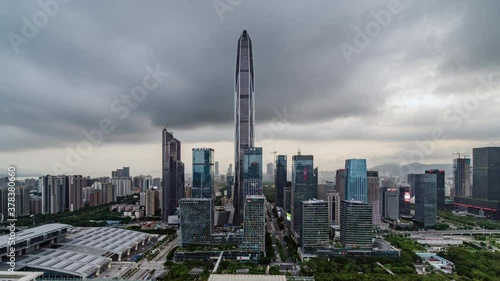 Shenzhen ping an financial center bustling sunset