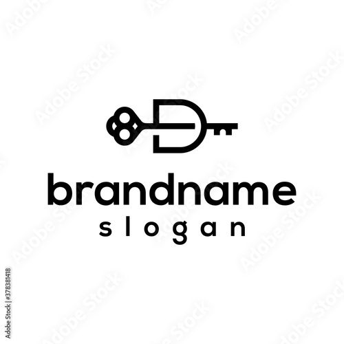 Letter D and key home logo design vector