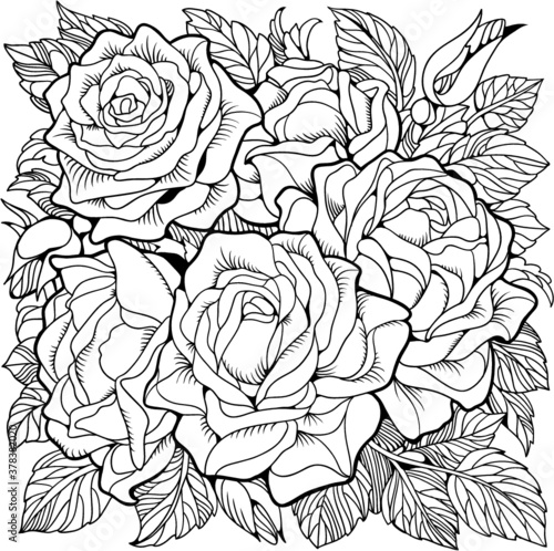 Coloring page with roses