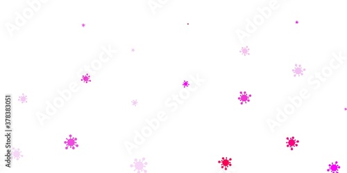 Light purple  pink vector backdrop with virus symbols.