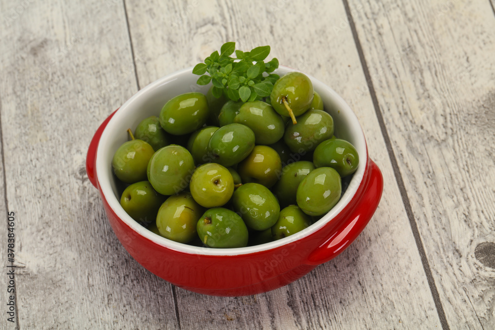 Green Campo Real olives in the bowl Green Campo Real olives in the bowl