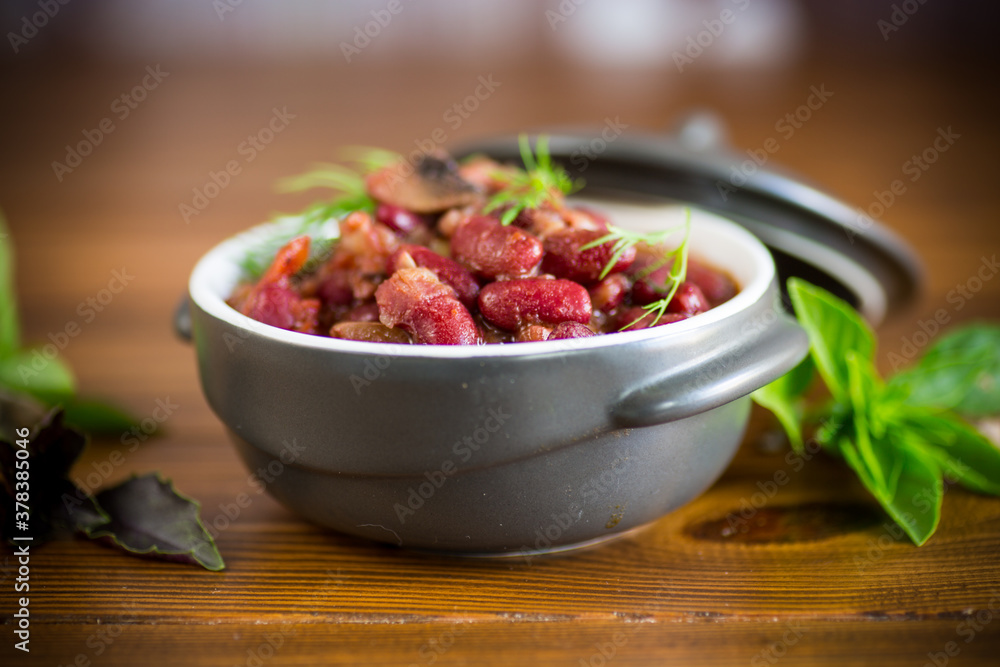 cooked boiled red beans with various vegetables cooked boiled red beans with various vegetables
