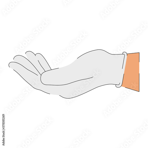 Hand with disposable gloves. Medical protection - Vector