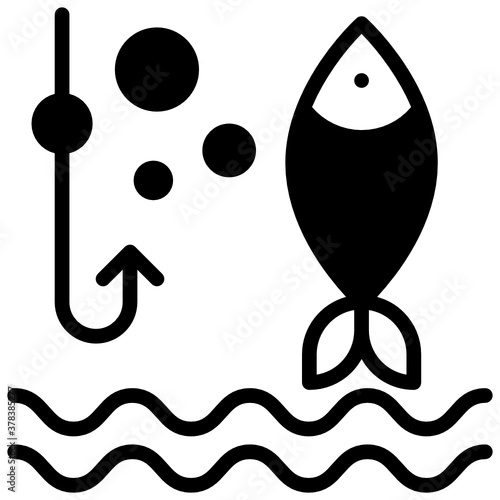 
Fishing vector style, underwater fishing concept 

