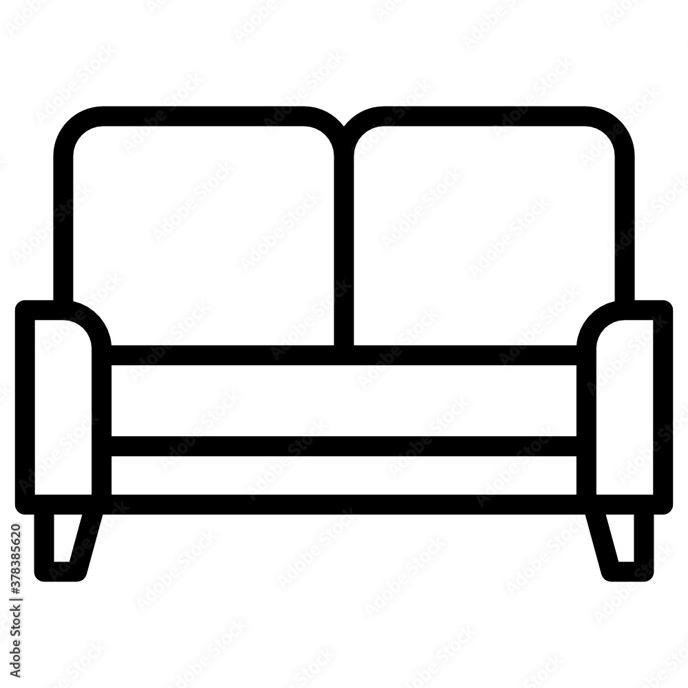 Couch icon in editable style, living room
Couch icon in editable style, living room