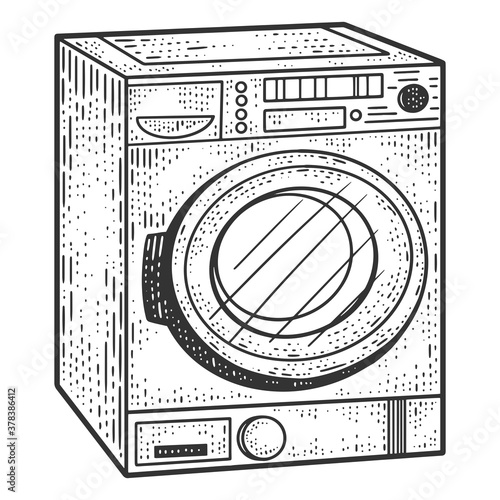 Household appliances, washing machines. Sketch scratch board imitation.
