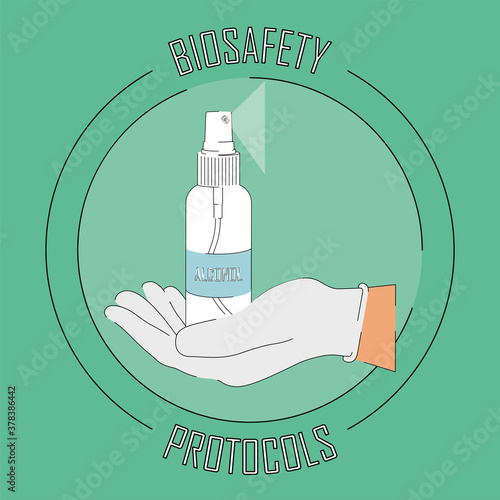 Biosafety protocols poster. Make use of alcohol - Vector