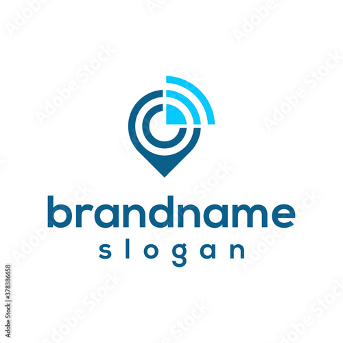 Map pin radar logo design vector