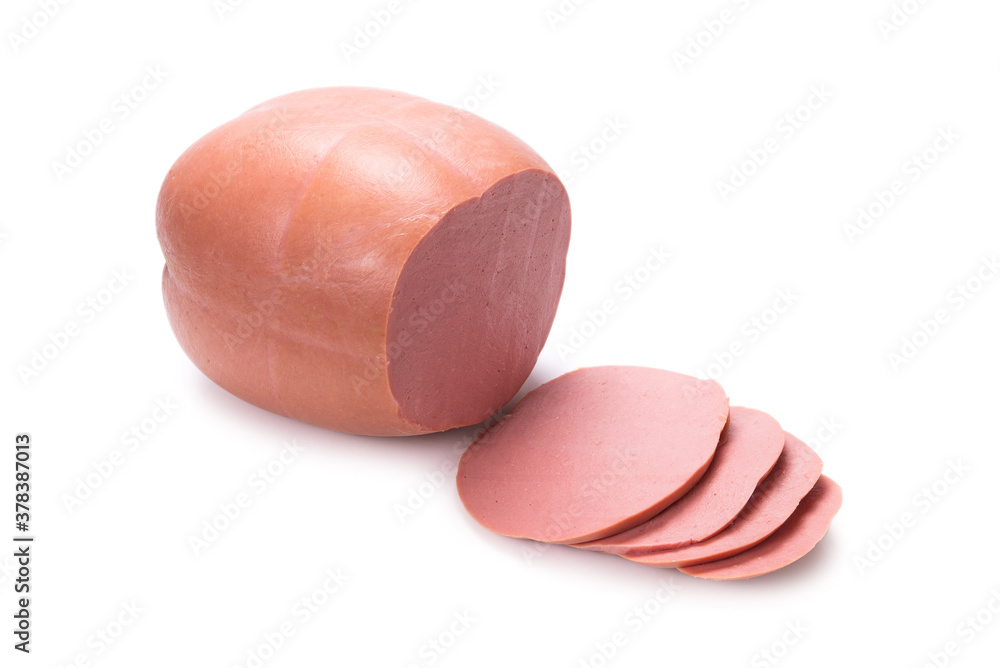 Boiled sausage isolated on white. Boiled sausage isolated on white.