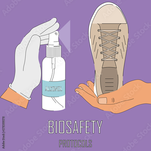 Biosafety protocols poster. Make use of alcohol - Vector