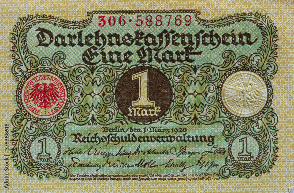Fototapeta premium Deutsche Reichsmark Geldschein von 1920
