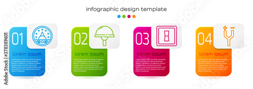 Set line Ampere meter, multimeter, voltmeter, Light emitting diode, Electric light switch and Electric cable. Business infographic template. Vector.